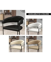 LeisureMod Leather Dining Chair Set of - Upholstered Kitchen Accent with Curved Open-Back Design, Padded Seat