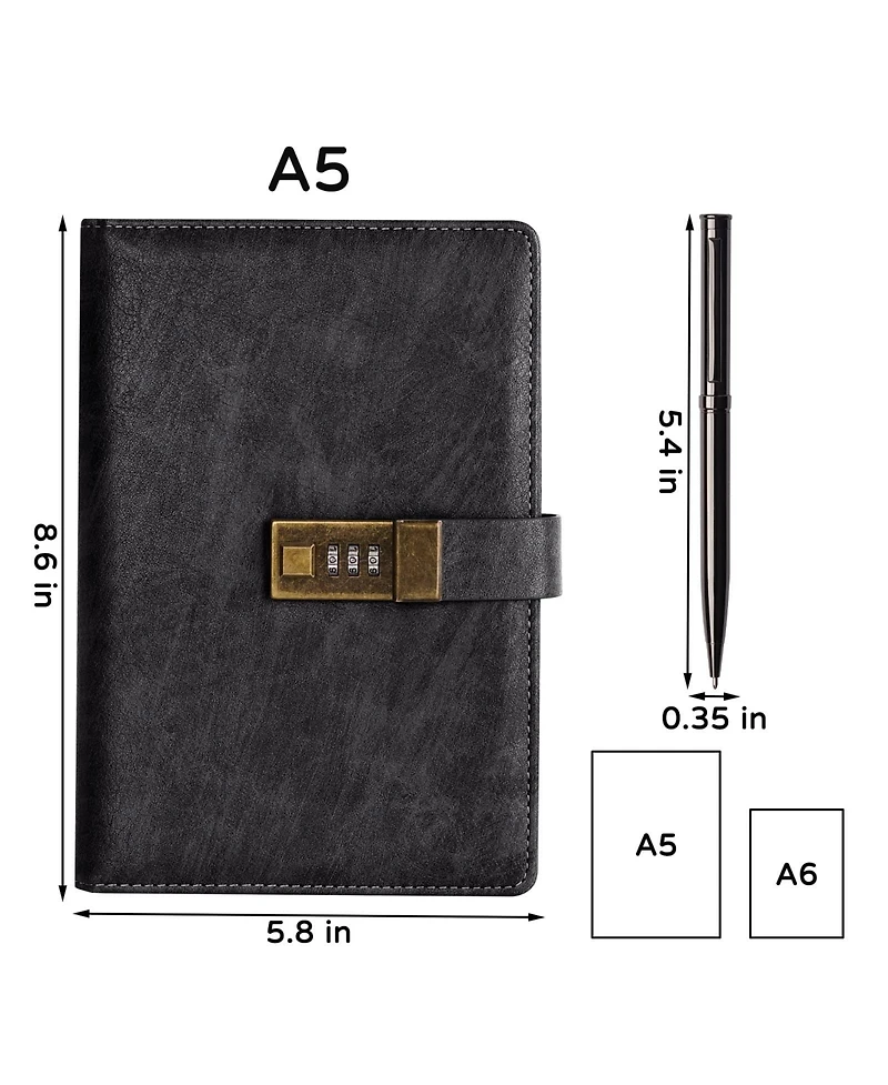 Danrong Lock Journal Pu Leather Diary With 240 Pages Lined Notebook Gift Set