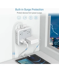 Tessan Wall Outlet Extender with 8 Ac Outlets and 4 Usb Ports