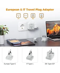Tessan European and Italy Travel Plug Adapter with 3 Outlets and 3 Usb Ports