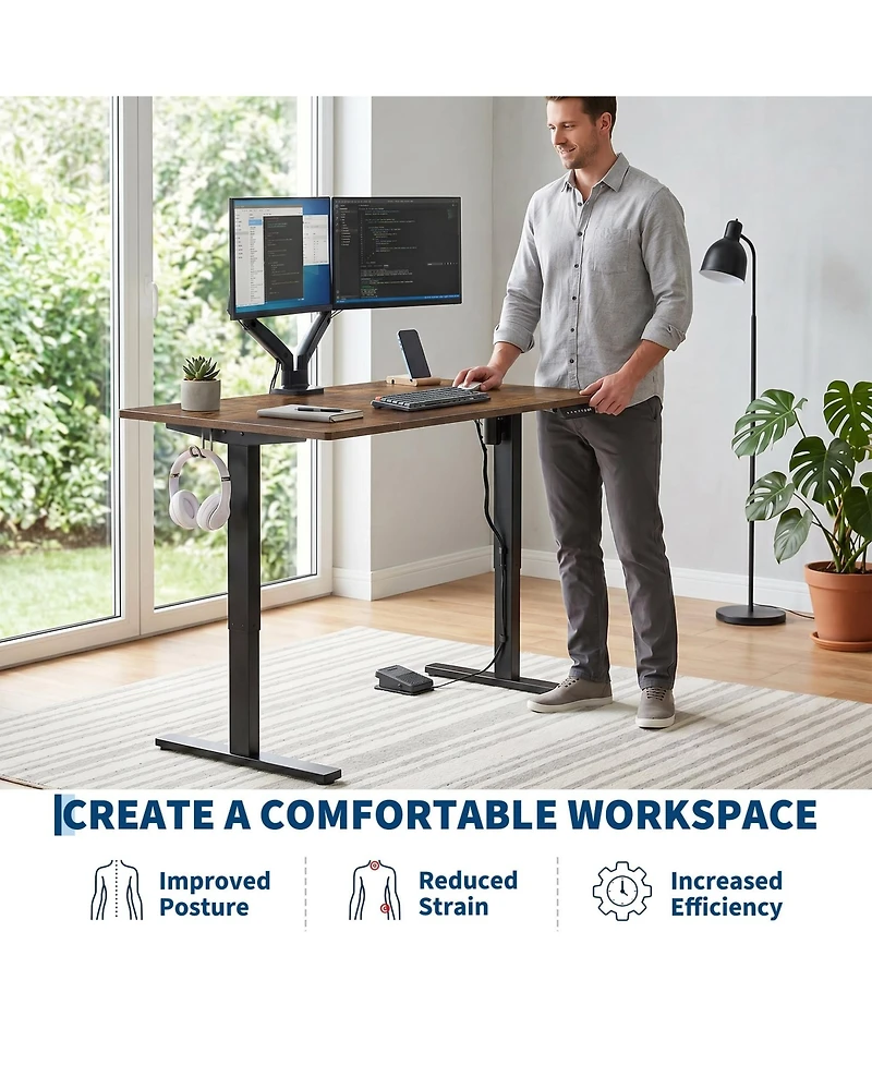 Gaomon 55 x 28" Electric Standing Desk, Ergonomic Computer Workstation with Adjustable Height, Stand up Gaming Office Desk.