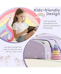 Sugift Twin Upholstered Kids Floor Bed Frame
