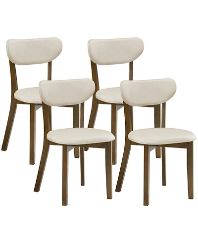 Sugift Set of 4 Dining Chairs with Solid Rubber Wood Frame and Padded Seats