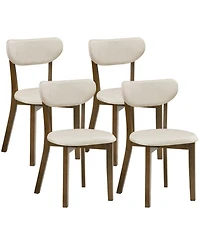 Sugift Set of 4 Dining Chairs with Solid Rubber Wood Frame and Padded Seats