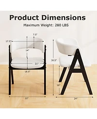 Sugift Set of 4 Mid-Century Modern Sherpa Upholstered Wooden Dining Chairs for Kitchen Dining Room
