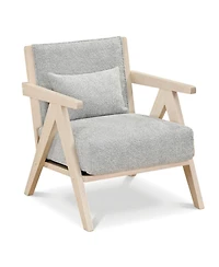 Sugift Mid-Century Modern Accent Chair Artificial Leather Sofa Chair with Rubber Wood Frame
