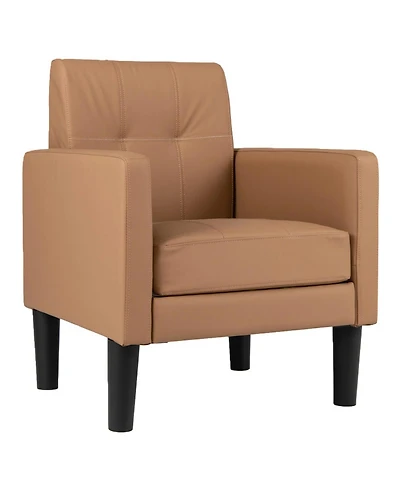 Sugift Modern Pu Leather Accent Chair with Removable Seat Cushion