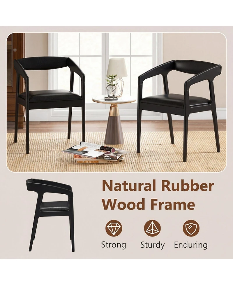 Sugift Set of 2 Upholstered Armchairs with Cozy Backrest and Padded Seat Cushion