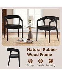 Sugift Set of 2 Upholstered Armchairs with Cozy Backrest and Padded Seat Cushion