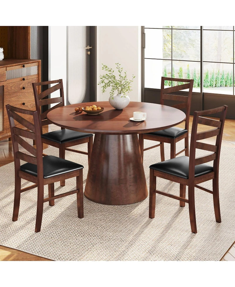 Sugift Set of 2 Kitchen Dining Side Chairs with Padded Pu Leather Seat and Rubber Wood Legs