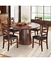 Sugift Set of 2 Kitchen Dining Side Chairs with Padded Pu Leather Seat and Rubber Wood Legs