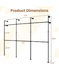 Sugift Wall Mounted Pipe Clothing Rack with 6 Hanging Rods