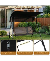 Sugift 3-Seat Outdoor Patio Swing Chair with Breathable Mesh Fabric