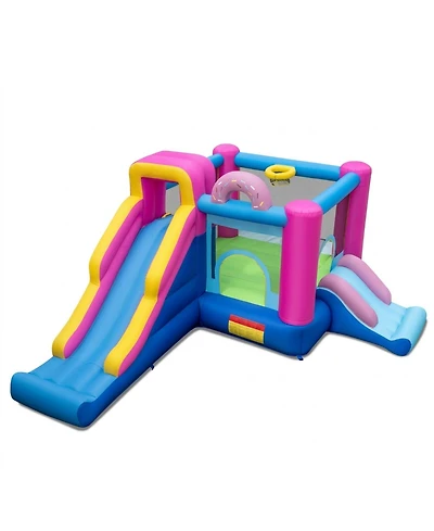 Hongge Inflatable Bounce House with Dual Slides and Basketball Hoop, Ages 3-12