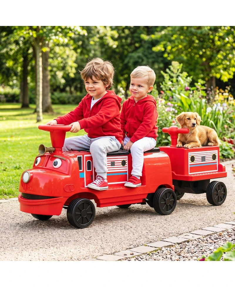 Hongge 12V Ride on Train 3-Seater with Detachable Carriage, Seats 3, Ages 3+
