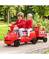 Hongge 12V Ride on Train 3-Seater with Detachable Carriage, Seats 3, Ages 3+