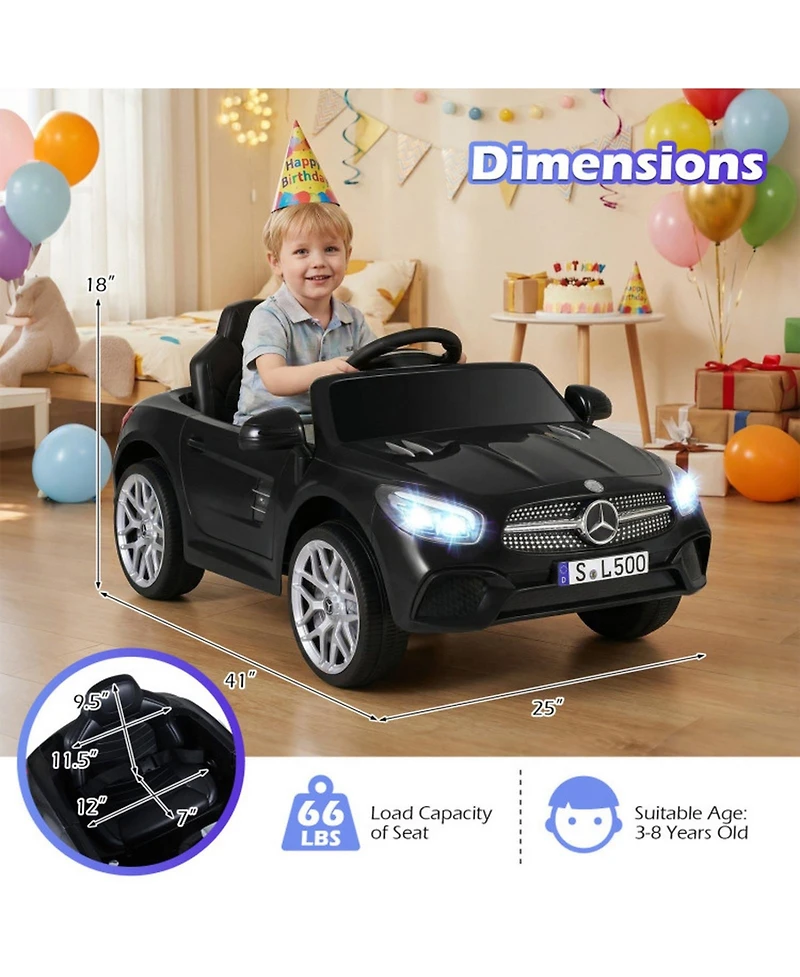 Hongge 12V Licensed Ride-On Luxury Car with Parent Remote Control, 41" x 25" x 18", 66 lbs, Ages 3-8