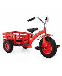 Hongge 3-Wheel Tricycle with Adjustable Seat & Rear Storage Basket, 15 in Inflatable Rubber Tires, Ages 3+