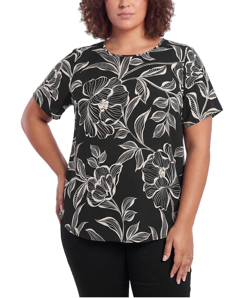Torrid Plus Abbey Floral-Print Georgette Scoop Neck Blouse