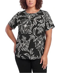 Torrid Plus Abbey Floral-Print Georgette Scoop Neck Blouse