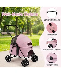 Sugift Pet Stroller for Small Medium Dogs Foldable with One-Step Rear Brake and Canopy