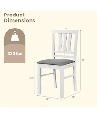 Sugift Set of 4 Linen Style Upholstered Kitchen Chairs with Wood Frames