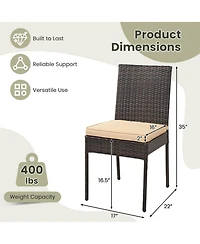 Sugift Set of 4 Patio Rattan Wicker Dining Chairs with Soft Cushions