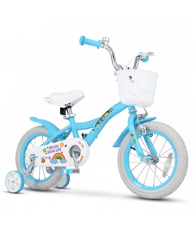 Sugift 14 in Girls' Bike with Adjustable Seat, Training Wheels & Coaster Brake, Ages 3-5