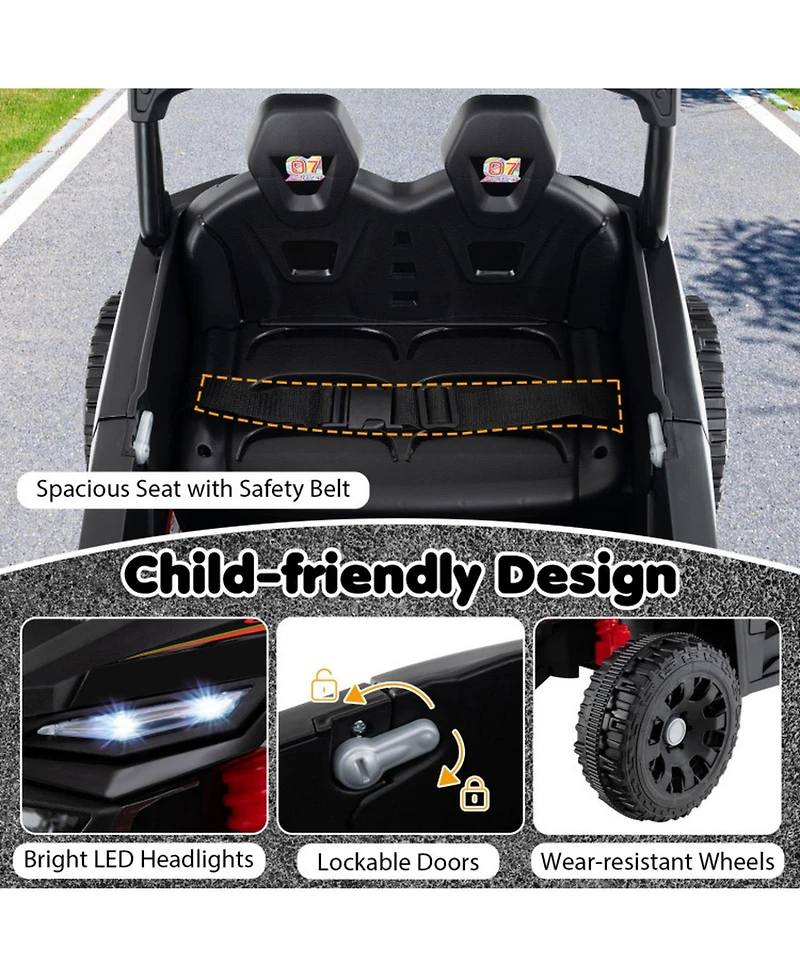 Hongge 12V Kids Ride-On Tractor with Detachable Trailer Parent Remote and Led Lights