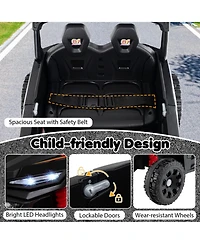 Hongge 12V Kids Ride-On Tractor with Detachable Trailer Parent Remote and Led Lights
