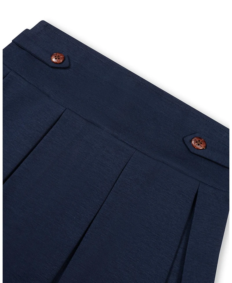 Hope & Henry Little and Big Girls' ( 6 to 12 ) Ponte Pleated Button Tab Skirt