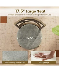 Gouun Rubber Wood Swivel Bar Stools Set of 2 with 25 Inch Linen Padded Seats