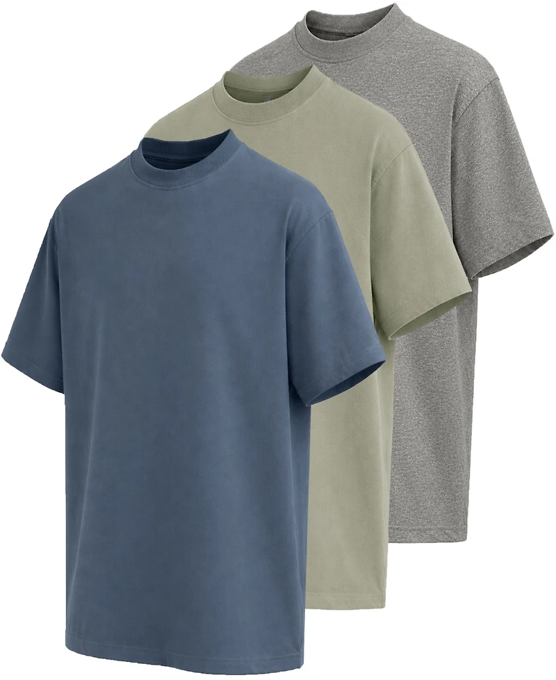 Blu Rock Men's Heavyweight Cotton Drop-Shoulder T-Shirt, 3-Pack