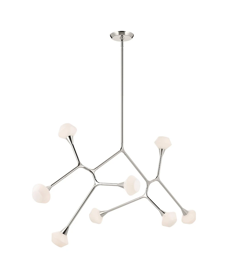 Kichler Cassius 61.25 Inch 8 Light Convertible Chandelier with Opal Glass in Pn
