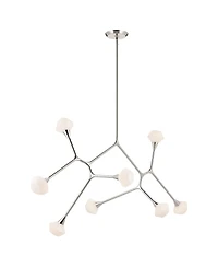 Kichler Cassius 61.25 Inch 8 Light Convertible Chandelier with Opal Glass in Pn