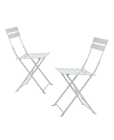 HomeRoots Set of Two Aluminum Outdoor Folding Dining Chairs