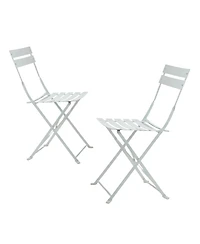 HomeRoots Set of Two Aluminum Outdoor Folding Dining Chairs