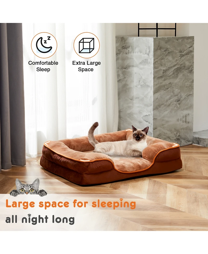 Zeny Memory Foam Pet Bed for Small Dogs and Cats with Washable Removable Cover Non-Slip Base Waterproof Liner