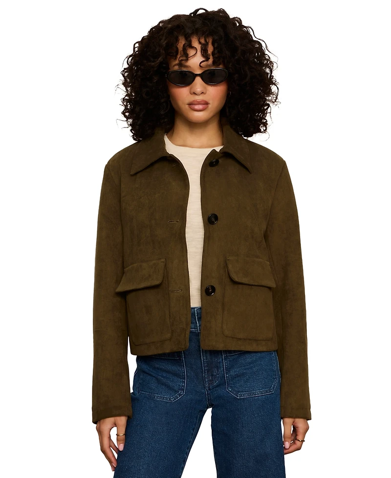 Sanctuary Petite Avid Spread Collar Button-Front Jacket
