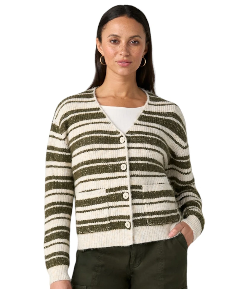 Liverpool Los Angeles Women's Long-Sleeve V-Neck Striped Cardigan