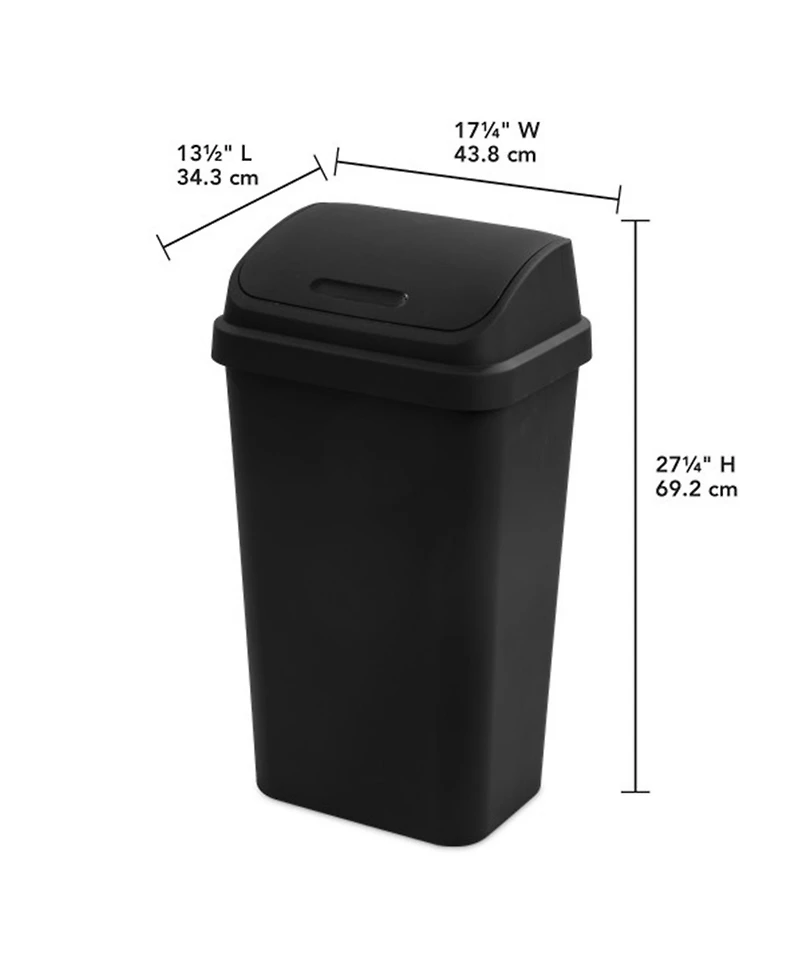 Sterilite 13 Gal Kitchen Swing Top Lidded Wastebasket Trash Can, 12 Pack
