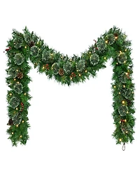 Puleo International 9' Battery-Operated Pre-Lit Pine Garland