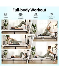 Mikolo 91" Adjustable Height Pilates Reformer – Piano Wire Springs, Jump Board, Foldable Design