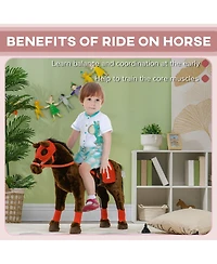Glintex Ride-On Horse Toy with Neighing Sound, Independent Saddle & Stirrups, Holds 132 lbs, Ages 3-8
