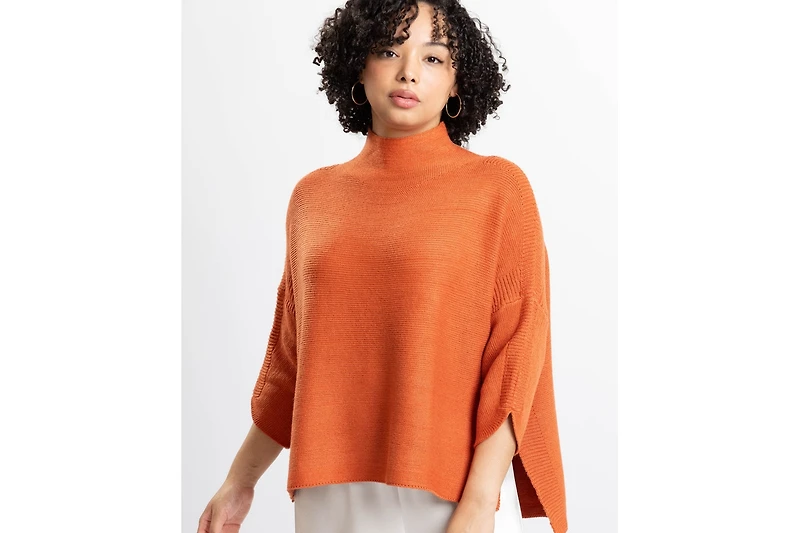 Caldwell Collection Women's Lori Turtleneck High-Low 3/4-Sleeve Sweater