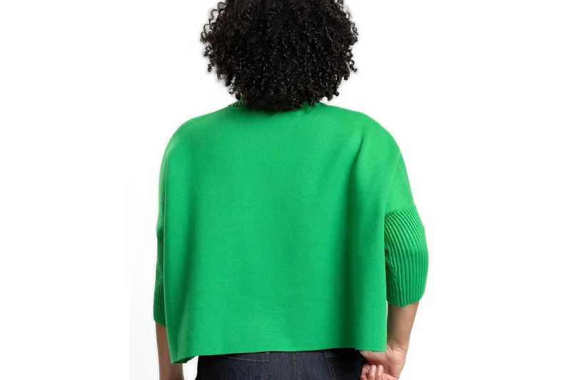 Caldwell Collection Women's Jordan Turtleneck Cropped 3/4-Length Sleeves Sweater