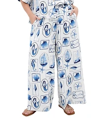 City Chic Plus Liana Amalfi Print High-Rise Wide-Leg Pants