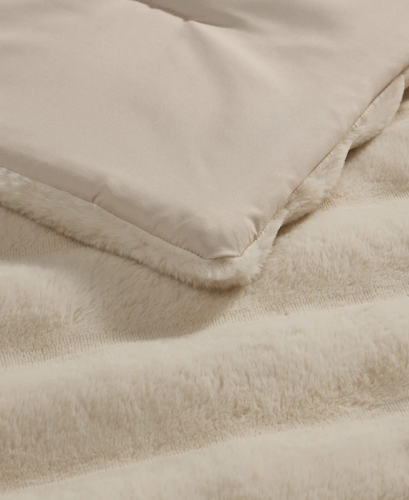 Laura Ashley Cloud Solid Faux Fur 3-Piece Comforter Set