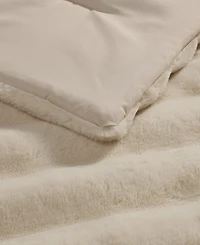 Laura Ashley Cloud Solid Faux Fur 3-Piece Comforter Set