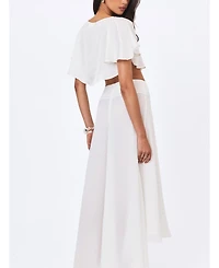 Miss Circle Women's Yanna White Chiffon High-Low Maxi Skirt